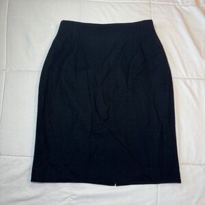 Jones New York Pencil Skirt 10 Black 100% Worsted Wool Lined old moneyOfficecore
